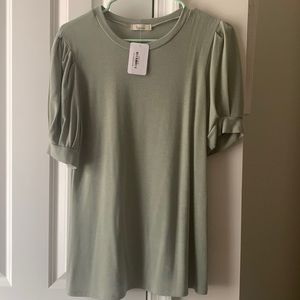 Sage puff sleeve shirt